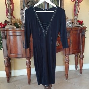 NWOT Lace-Up Bodycon Midi Dress